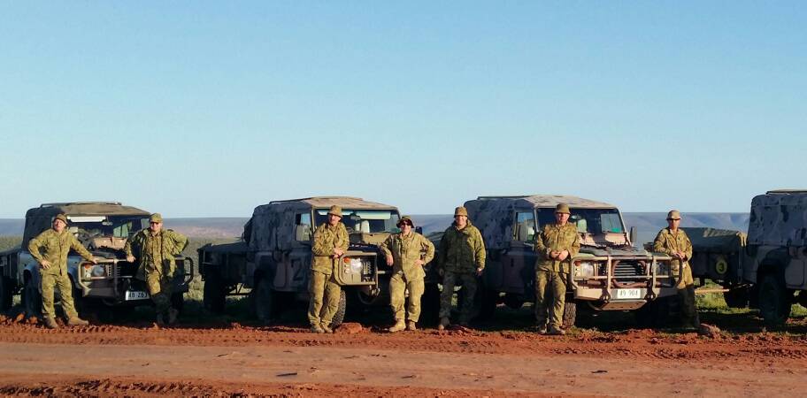 IN TRAINING: Australian Army soldiers from the Civil-Military Cooperation team, which included US and New Zealand personnel, during Exercise Hamel in South Australia.