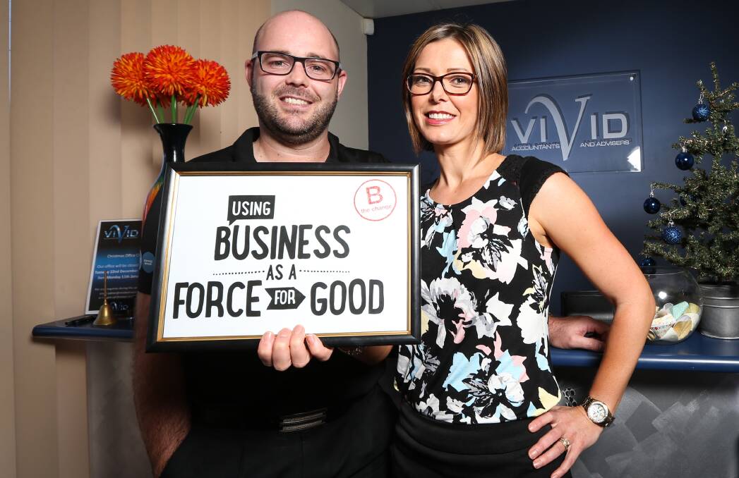 TEAM WORK: Vivid Advisers principals Brad and Bronwyn Tyrell operate the second B Corporation on the Border after being certified on Tuesday. Picture: JAMES WILTSHIRE
