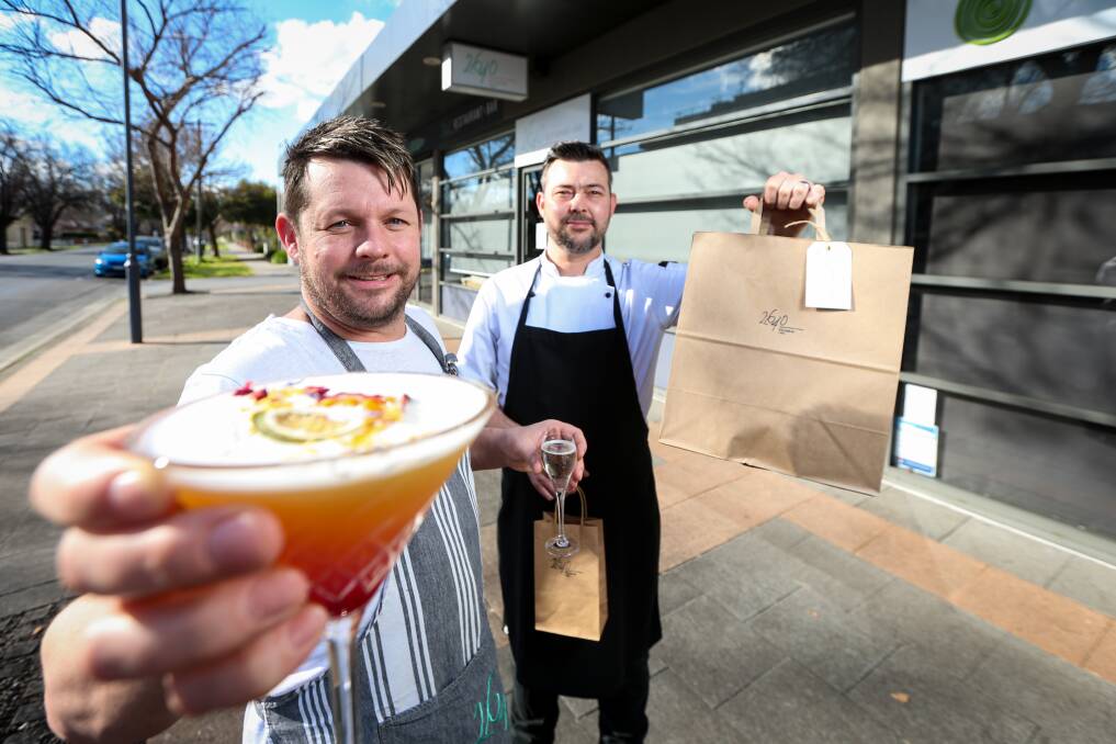 SPECIAL DELIVERY: Joel Carey and Andrew Milton say their staff will deliver deconstructed cocktails and chef-prepared meals for their customers.