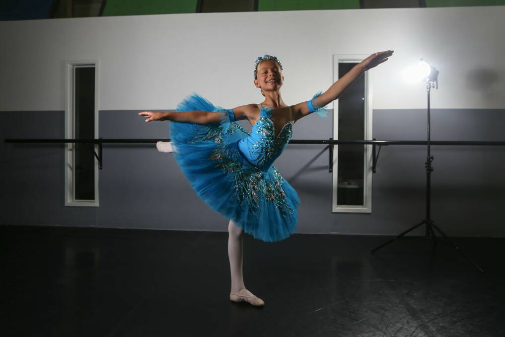 TINY DANCER: Table Top's Scarlet Maloney, 9, will join the Bolshoi Ballet Academy's summer program in Switzerland and Italy mid-year. Picture: TARA TREWHELLA