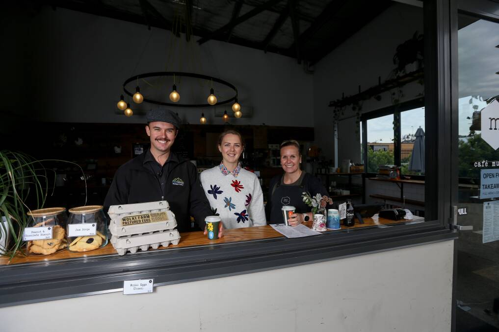 ON TRACK: Cafe Musette owners Jacob and Kylie Wolki and manager Kylie Darlow now offer MusetteEats. Picture: TARA TREWHELLA