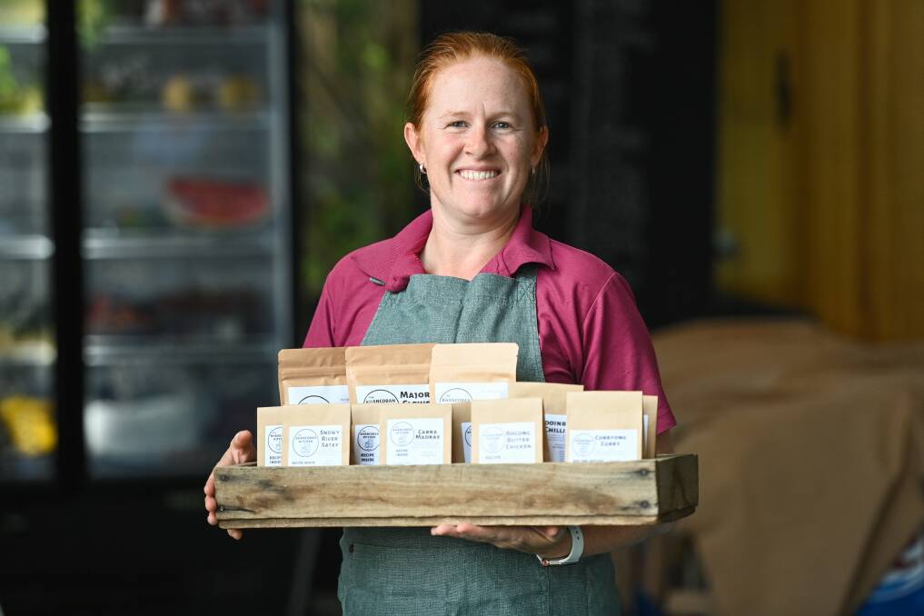 SPECIAL BLENDS: The Khancoban Kitchen founder Shelley Neale with her new range of spice blends and barbecue rubs, which pay homage to localities within the Snowy Valleys and Upper Murray. Picture: MARK JESSER