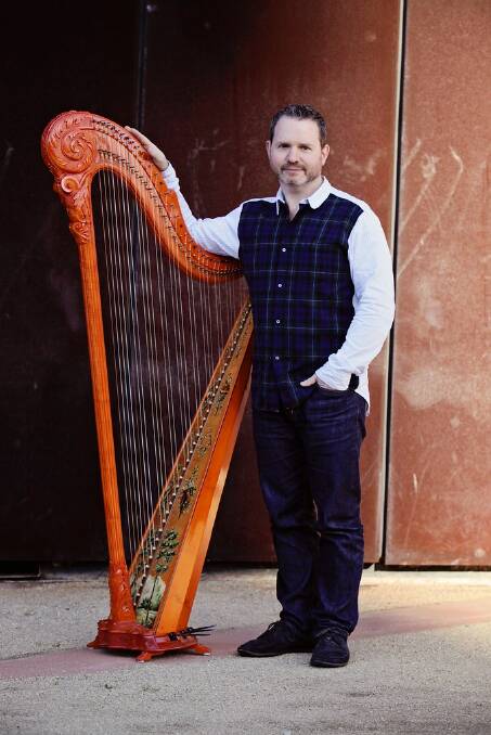 Harpist Marshall McGuire will mesmerize audiences at St Matthew's Church, Albury.