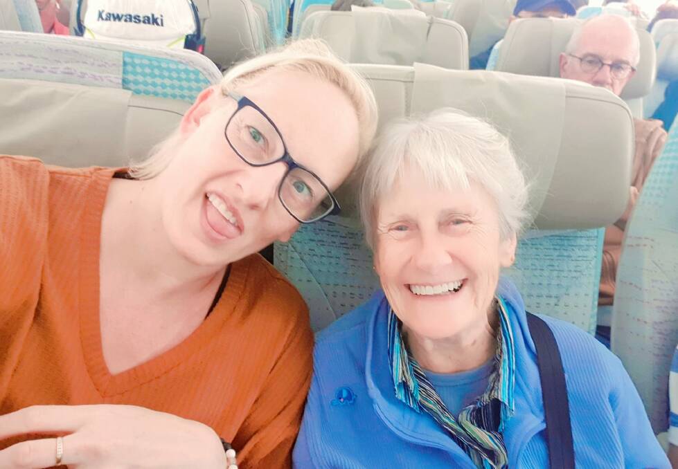 Wodonga resident Claire Greenhalgh and her mum Eleanor Shannon were stuck on a plane for 24 hours amid the chaos of unprecedented flooding in Dubai. Picture supplied