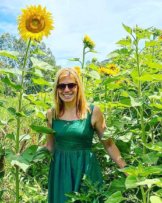 At about 2 metres tall, the cheerful sunflowers tower above visitors to the Ovens farm.