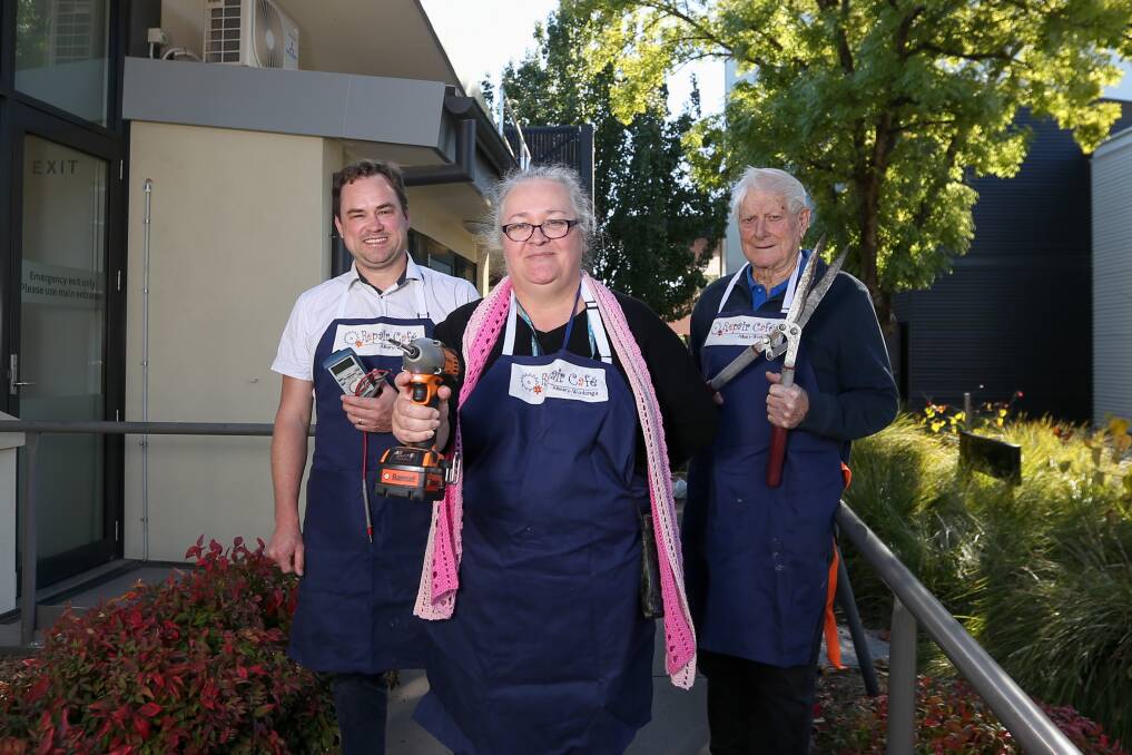 Repairers Jan Schmidt, Anne Shaw and Charlie Caldwell will be on hand to repair household items. Picture: TARA TREWHELLA