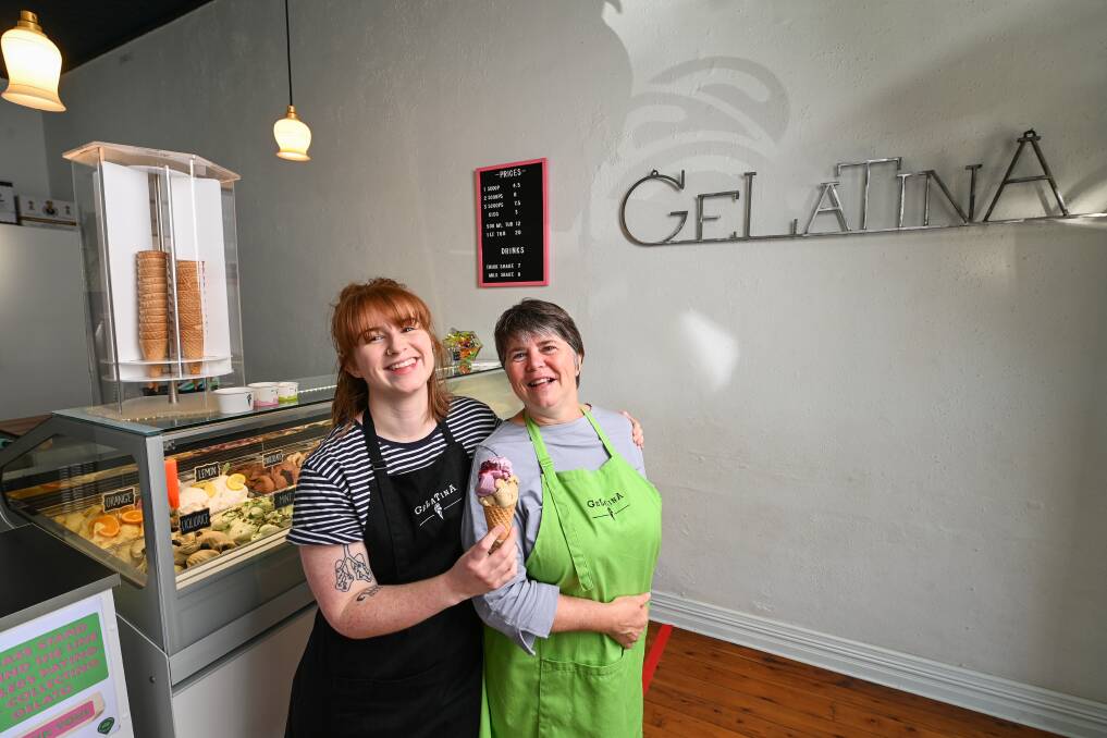 THE SCOOP: Alivia Cozzi and her mother Tina Cozzi have reopened the family gelato shop at Rutherglen after temporarily closing earlier this year due to the national lockdown amid the coronavirus crisis. Picture: MARK JESSER