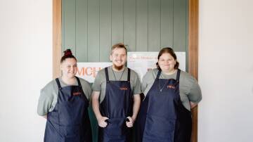 ON TRACK: Trainees Akasha, Zach and Bianca are finding meaningful work experiences and promising pathways to paid employment at Where Is My Coffee? in the former post office building in Murphy Street, Wangaratta.