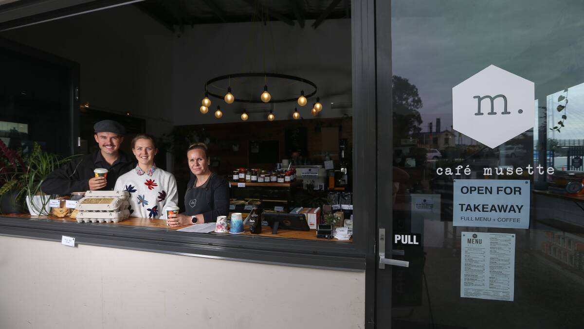 DRIVE TIME: Cafe Musette's Jacob and Kylie Wolki and Kylie Darlow now offer home-cooked meals via Cookaborough. Picture: TARA TREWHELLA