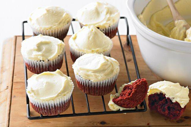SWEET TEMPTATION: Red velvet cupcakes topped with cream cheese icing. 