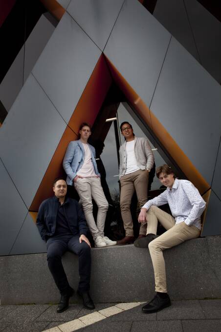 FAMILY TIES: James and Andrew Flores and David and Anthony Lee make up Swell Vox, an ensemble of musicians from Albury. Swell Vox is derived from "swell box" in an organ and "vox", meaning voice. Picture: TARA GOONAN