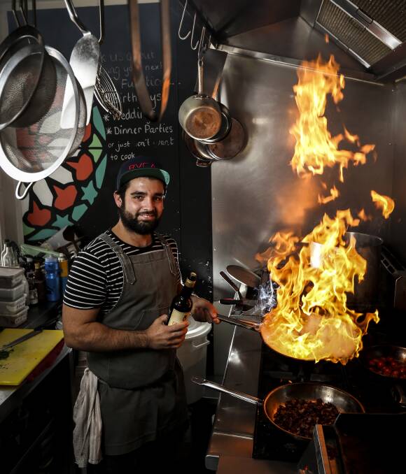 FIRE WORKS: Andiamo Street Food co-owner Andrea Burgio runs an authentic street food outlet with his partner Farrah Reid in Wodonga, tapping into his Italian heritage and his father's recipes. Picture: JAMES WILTSHIRE
