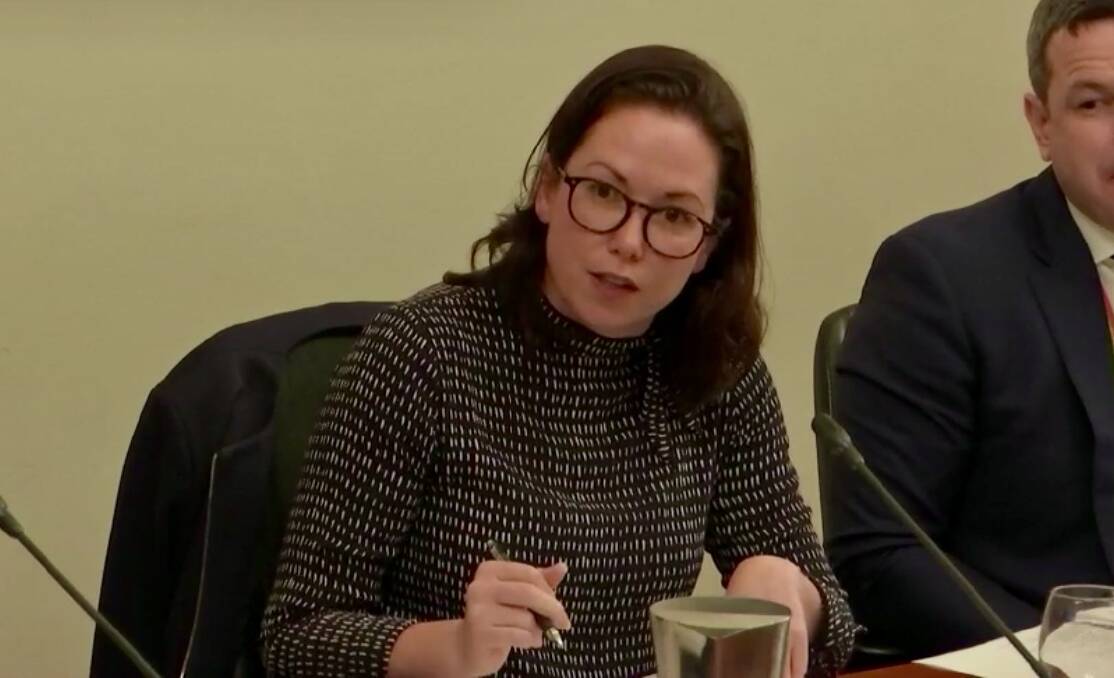 Regional Development Minister Jaclyn Symes at budget estimates hearings on Wednesday.