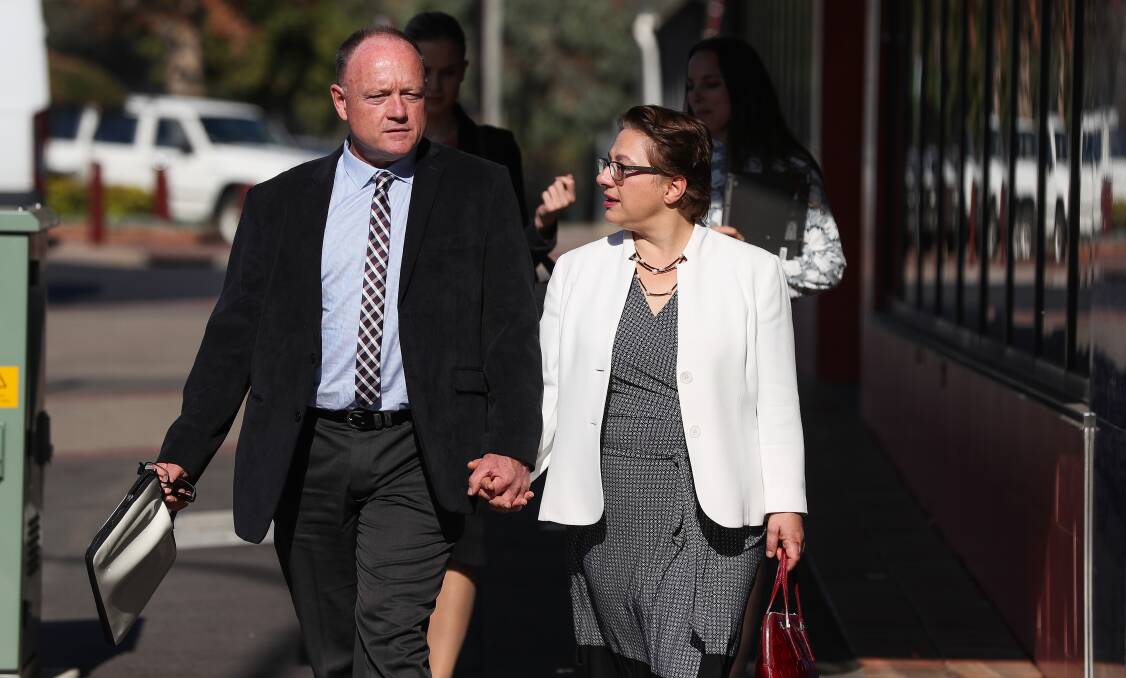 'I WAS WRONGED': Sophie Mirabella, pictured arriving at Wangaratta court with husband Greg, says the period following the assault accusations were distressing.