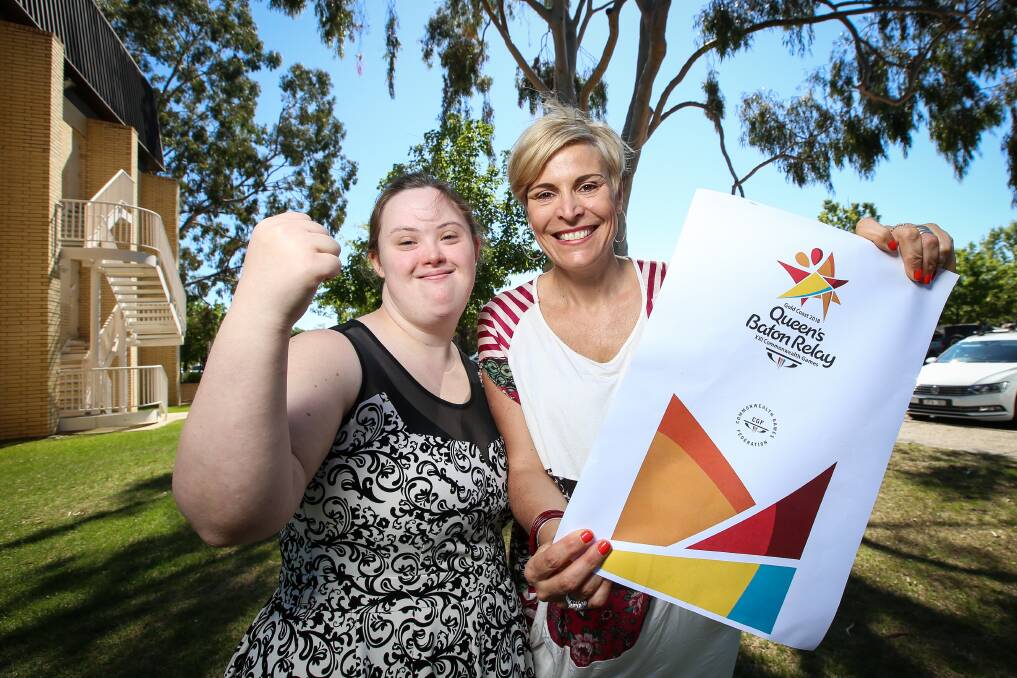 EXCITED: Baton bearer Alannah McKeown and Mayor Anna Speedie are looking forward to February when the Queen’s Baton arrives in Wodonga ahead of the Commonwealth Games. Picture: JAMES WILTSHIRE