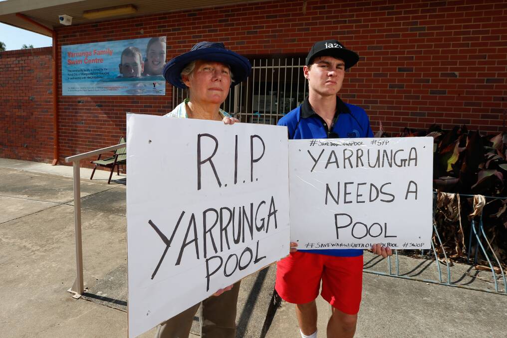 PROTEST: Barb Miller and her grandson Hugh Maguire, 15, were missing the closed Yarrunga pool, which they said was the latest service lost from the disadvantaged area. Picture: MARK JESSER