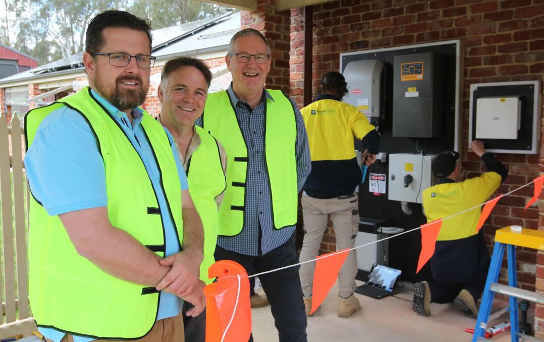 EXCITING DAY: Home owner Geordie Graham, TRY co-chair Matthew Charles-Jones and Mondo community energy manager Mark Judd.
