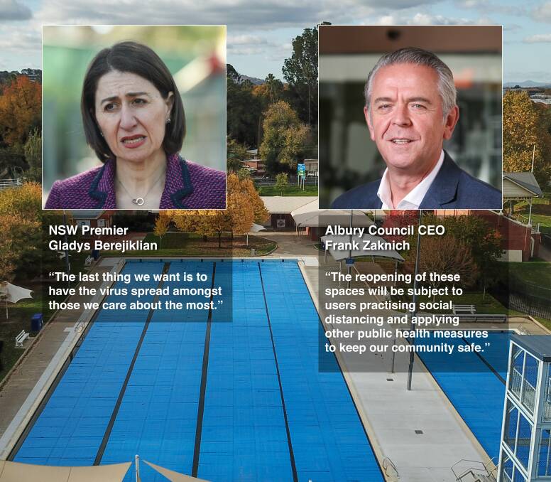 WAITING FOR A DECISION: The NSW government will allow Albury Swim Centre and other facilities to open from Friday after an easing of coronavirus restrictions, but it will be a council decision. Picture: MARK JESSER