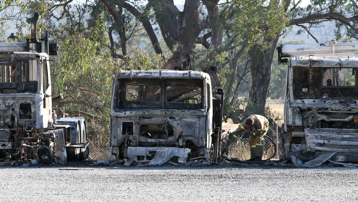 SERIOUS DAMAGE: Although four JJ Richards trucks were destroyed in February 2017, Gavin Hach was convicted only over the two he deliberately set alight.