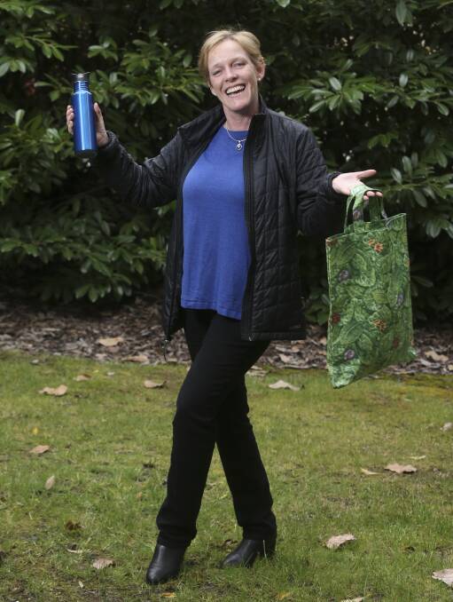 BE PREPARED: Cr Jenny O'Connor is one Beechworth resident to keep a reusable bottle and shopping bag in her car. Picture: ELENOR TEDENBORG