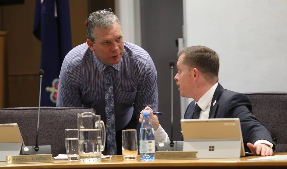 MAKE IT 'MEANINGFUL': Councillors Mark Currie and Dave Fuller at Tuesday's meeting in Wangaratta.