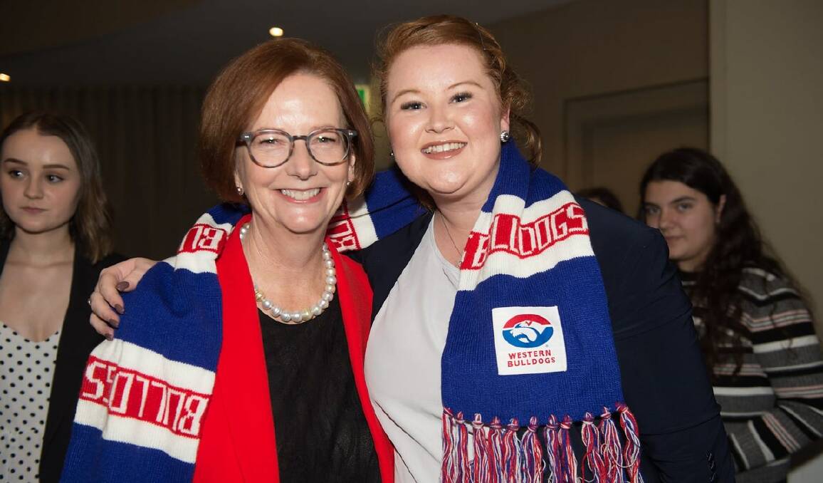 BULLDOGS THROUGH AND THROUGH: Former prime minister Julia Gillard and Wangaratta councillor Ashlee Fitzpatrick this week.