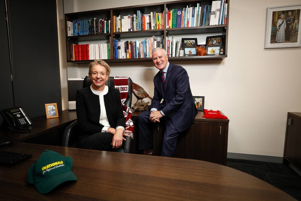 NEW BASE: Senator Bridget McKenzie had a visit to her office from Deputy Prime Minister Michael McCormack. Pictures: JAMES WILTSHIRE