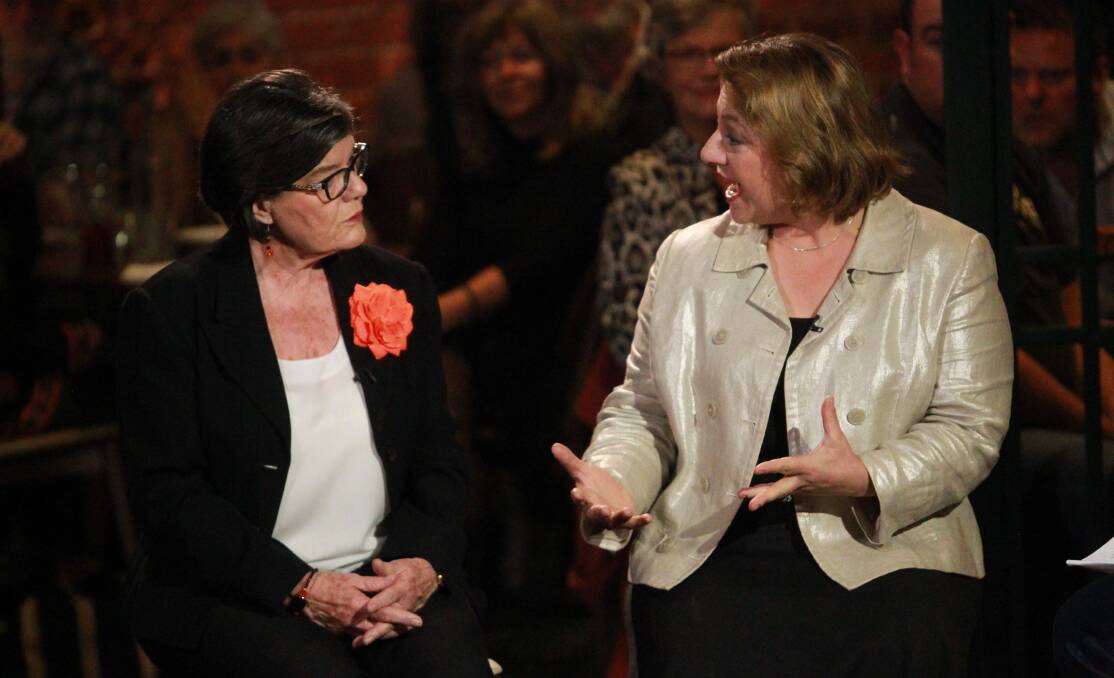 CAMPAIGN TRAIL: Indi candidates Sophie Mirabella (Liberal) and incumbent Cathy McGowan (Independent) at a Wangaratta forum during last year's election.