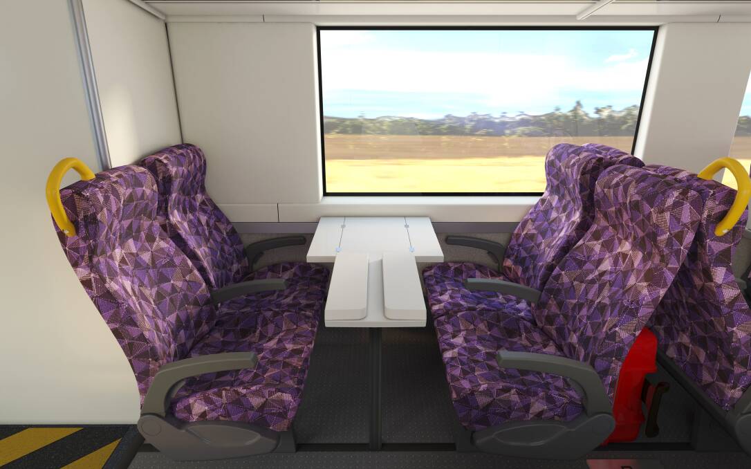 COMFY RIDE: VLocity trains to run on the North East rail line will include upgraded seats for passengers, pictured in images released by the Victorian government.