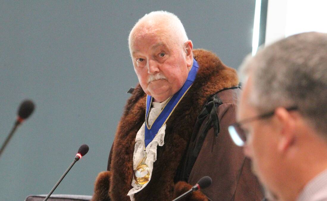 STRONG WORDS: Cr Ken Clarke in traditional mayor costume on Tuesday. Pictures: SHANA MORGAN