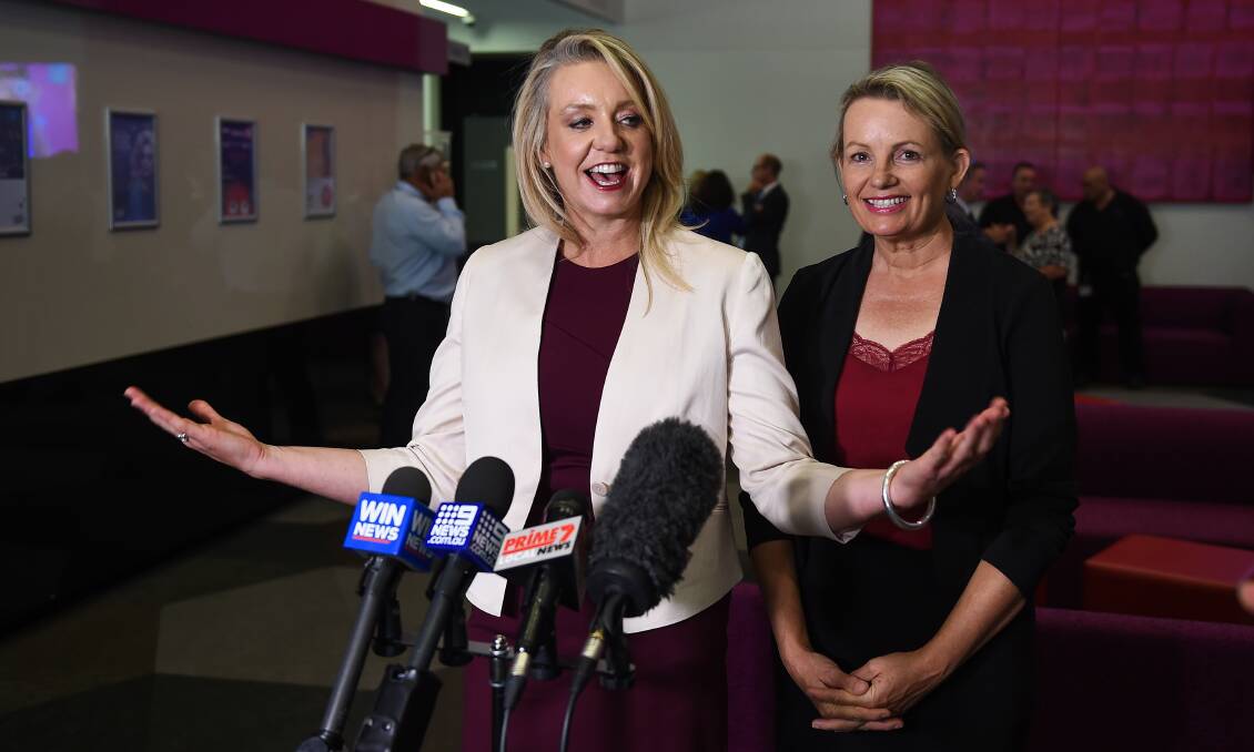 Senator Bridget McKenzie and Farrer MP Sussan Ley after the announcement of the Albury-Wodonga regional deal in March.