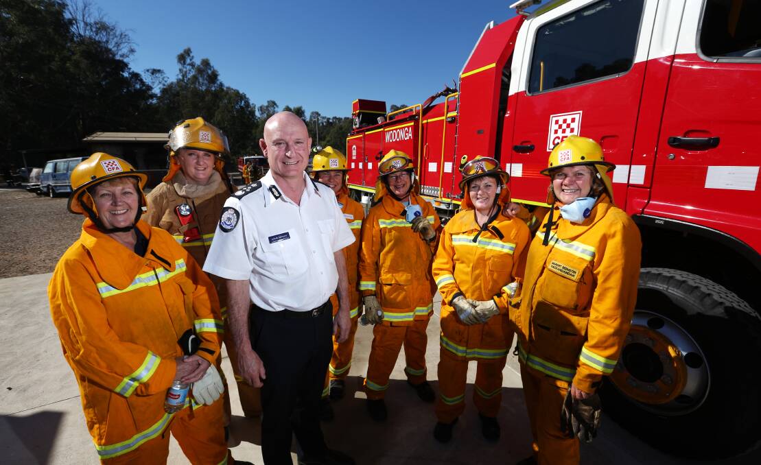 HAPPIER TIMES: Emergency Management Commissioner Craig Lapsley was a popular visitor in 2015 when he attended CFA's training campus in Wangaratta with female firefighters. 