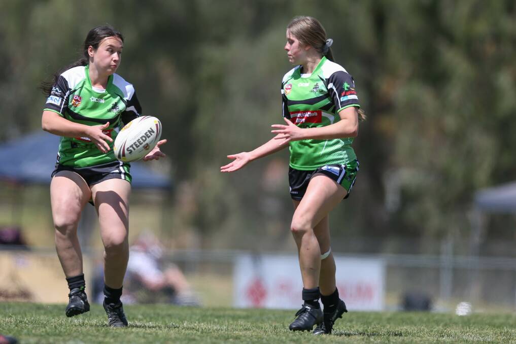 GROWING FEMALE NUMBERS: Tenille Ballard in action for the Thunder during the Albury Women's Nines Rugby League Carnival last year.