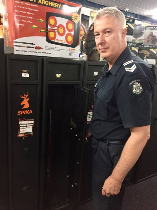 THE RIGHT WAY: Firearms officer Leading Senior Constable Andrew Auld said with a legal safe.