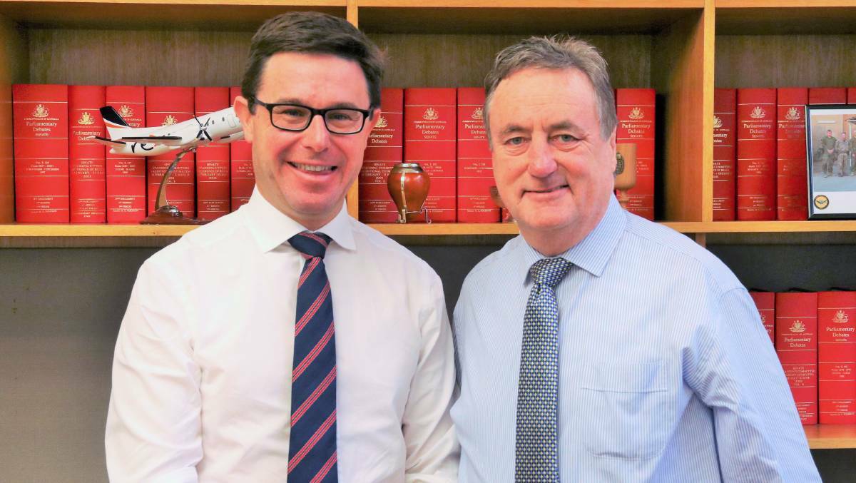 CALL FOR SUBMISSIONS: Water Resources Minister David Littleproud with interim Inspector-General Mick Keelty.