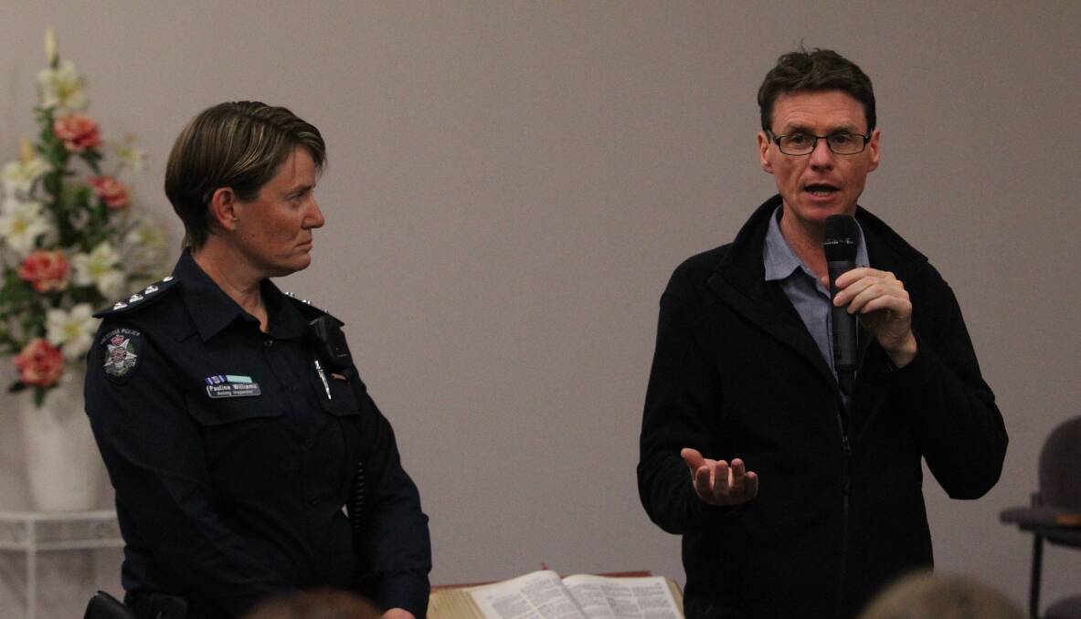 OFFERING SUPPORT: Acting Inspector Pauline Williams and Wangaratta Council municipal recovery manager Jamie McCaffrey at Thursday's gathering.