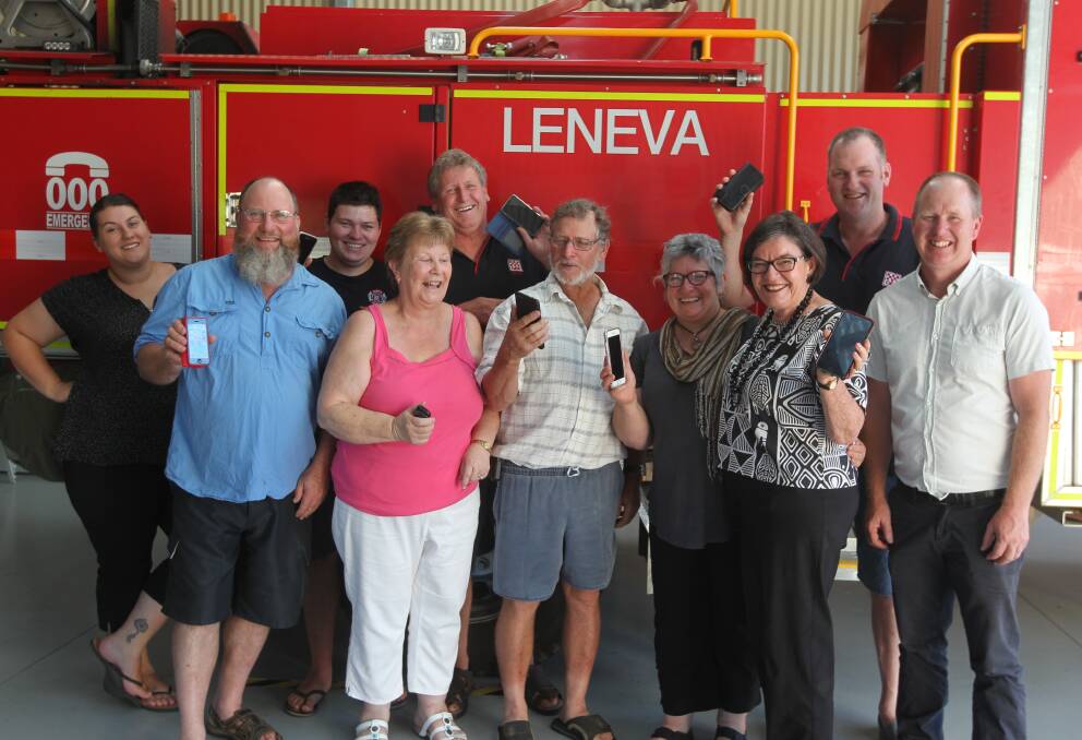 MOVING TO MODERN TIMES: Members of Leneva Fire Brigade joined Indi MP Cathy McGowan and Telstra's Gary Austin on Friday for the official opening of the new phone tower. Picture: SHANA MORGAN