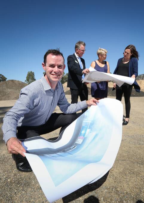 BIG PLANS: Cricket Victoria’s Anthony Ilott, Albury mayor Kevin Mack, Wodonga mayor Anna Speedie and Northern Victoria MP Jaclyn Symes at last year's funding announcement.
