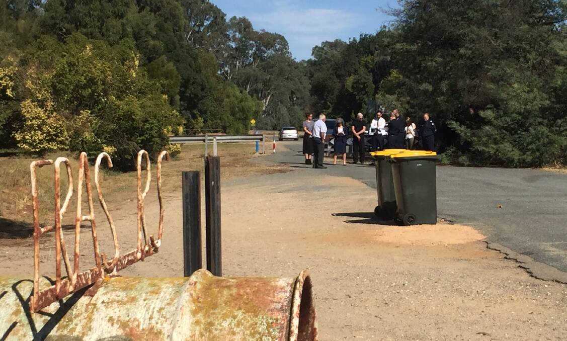 SHOOTING SCENE: The magistrate, lawyers and accused inspected the road as part of a court hearing last week, examining the scene where Geoff Cheshire was found to have fired his rifle from Frasers Lane.