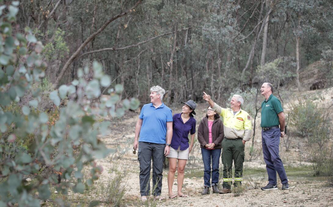 NICE WALK: Donors Tim and Suzi Chapman, Cherie Pearce, ranger David Pearce and Foundation for National Parks and Wildlife's Patrick Medley on Saturday. Picture: JAMES WILTSHIRE