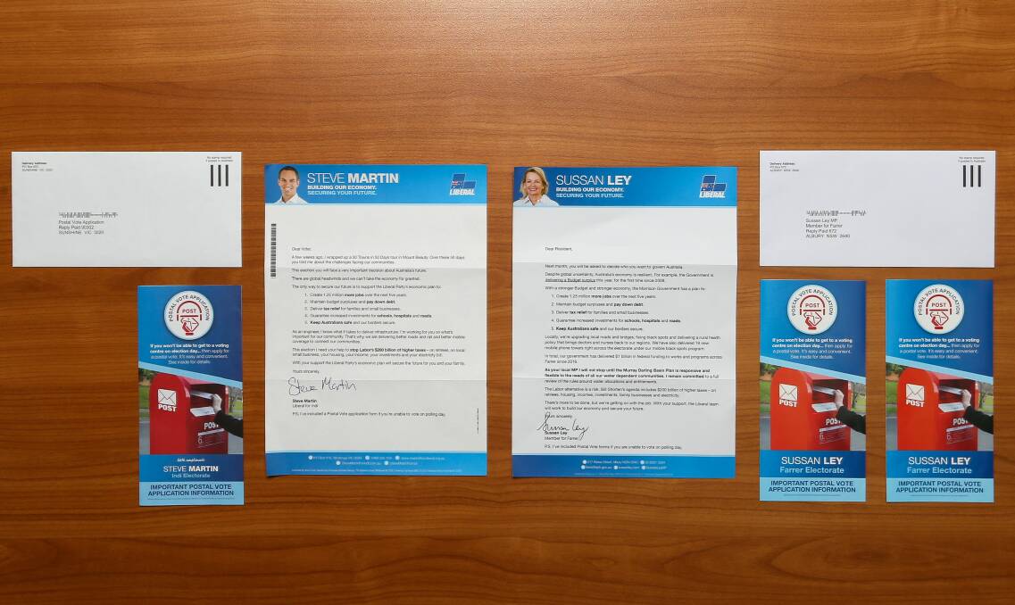 BID FOR VOTES: The Liberal Party has sent postal vote applications to homes in Indi and Farrer.