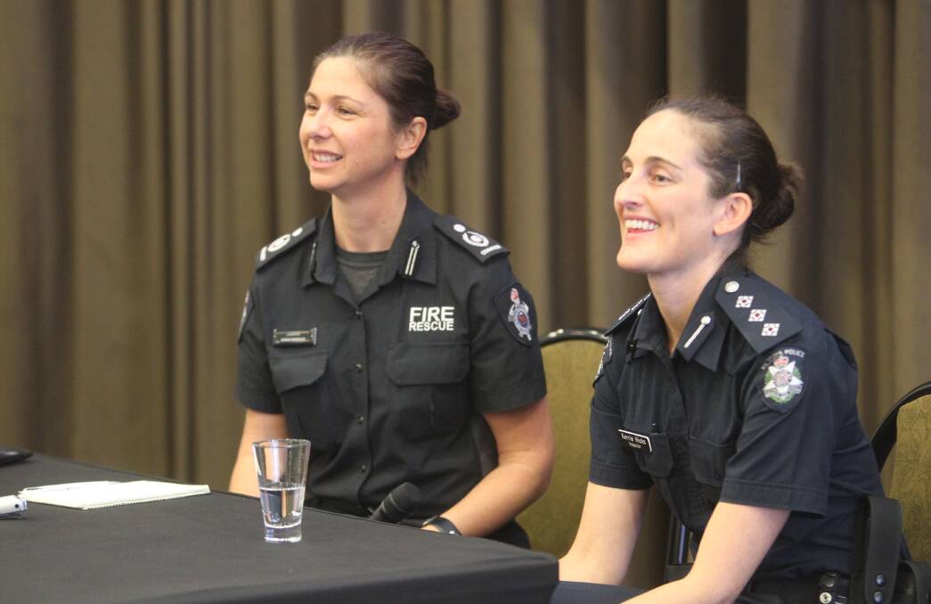 INSPIRATIONAL TALK: Commander Donna Wheatley and Inspector Kerrie Hicks spoke to about 100 people at Wednesday's International Women's Day event in Wangaratta. Pictures: SHANA MORGAN
