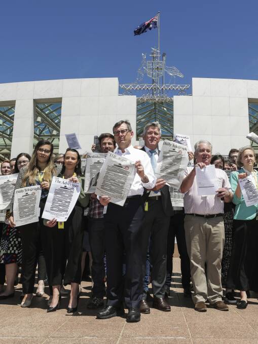 TAKING A STAND: Journalist in the Canberra press gallery were among those across the country to make a stand on press freedom this week. Picture: ALEX ELLINGHAUSEN