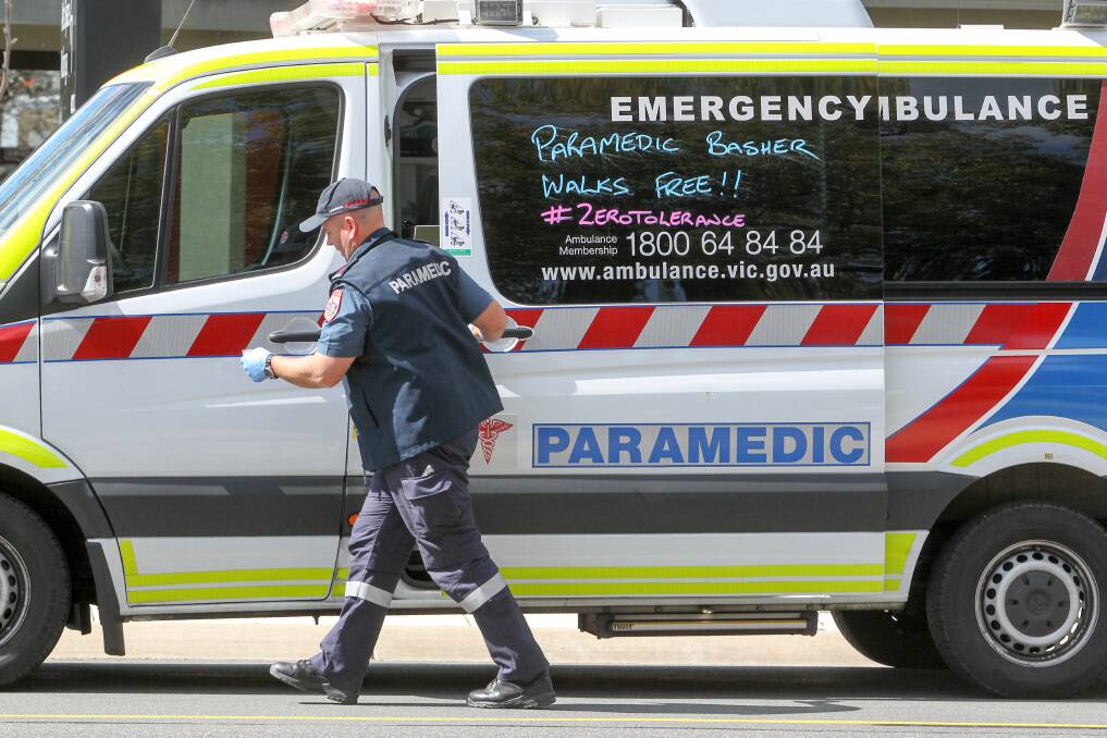 STRONG MESSAGE: Ambulances in Wodonga have been spreading the message that "paramedic bashers" should get zero tolerance and go to jail. Picture: BLAIR THOMSON