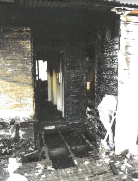 CRIME SCENE: Police photo of the origin point of the fire.