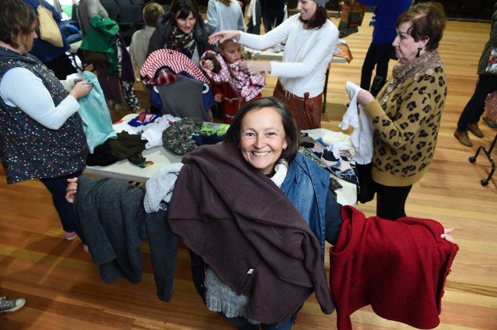 CLOTHES GET NEW HOME: Vicki Honey was more of many people to find new outfits at the Yackandandah clothes swap. Picture: MARK JESSER