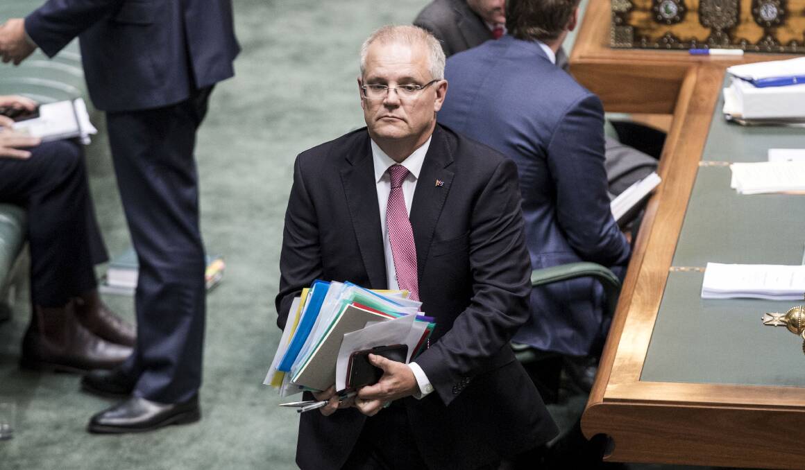 TOUGH WEEK: Prime Minister Scott Morrison after question time in Parliament. Picture: DOMINIC LORRIMER