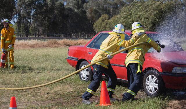 YOUNG FIREFIGHTERS IN ACTION: The NSW Rural Fire Service cadet field day, held for the second year at Holbrook Race Course. Pictures: SALLY DISHER