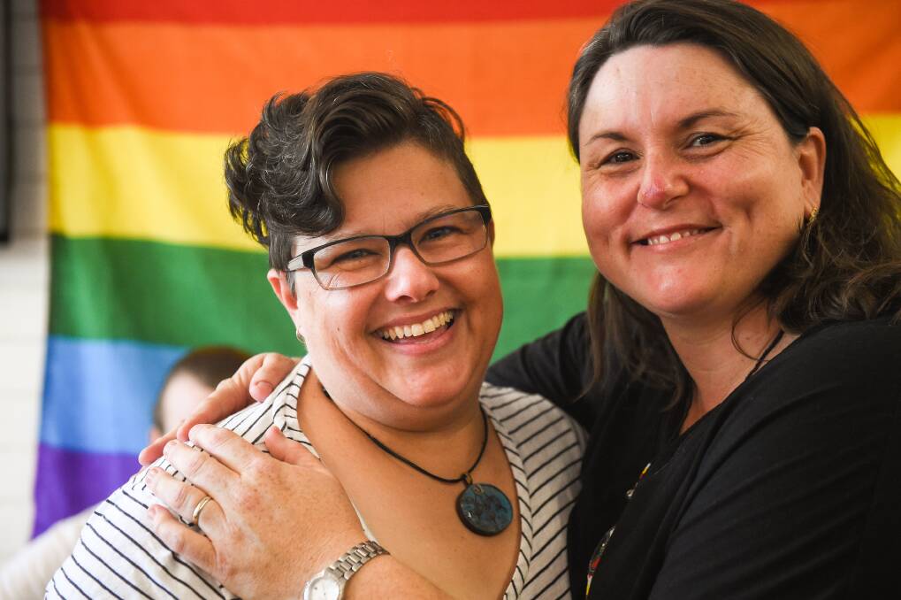 LOVE IS LOVE: Amanda Lovekin and Michelle Evans have been together 22 years and are thrilled to get married in Australia. Pictures: MARK JESSER