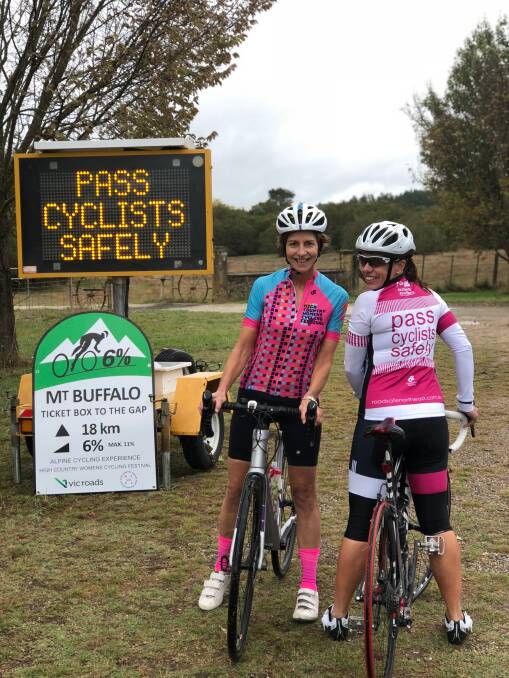 BEING SEEN: Michelle Armstrong and Jackie Hobbs from RoadSafe North East are encouraging cyclists to wear bright colours when out on the road.